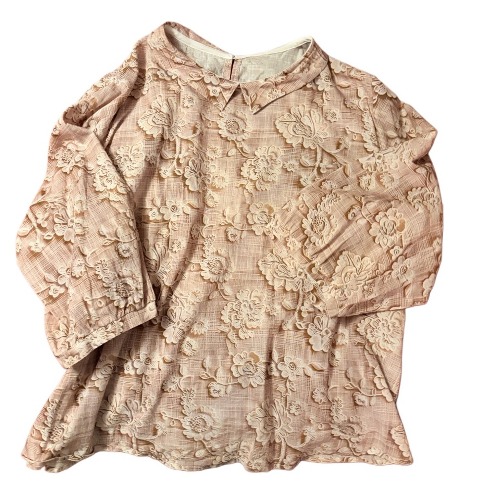 Tan and‎ cream blouse xxl Scandigirl cottage core